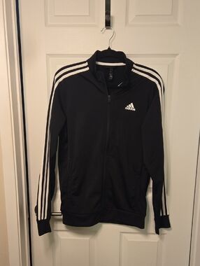 Black adidas jacket with stripes